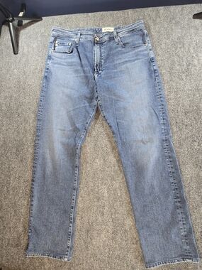 AG Everett Slim Straight Jeans Mens 38x32 Blue Wash Adriano Goldschmied Denim